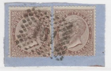KINGDOM OF ITALY 1866 Turin Print Values Cards 30c 2 Val Used A29P28F33571