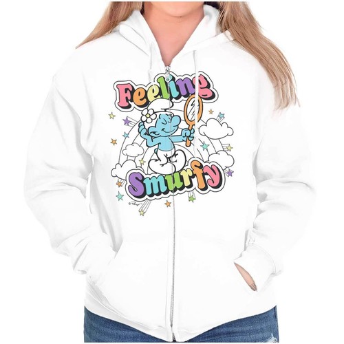 Vanity Smurf Cartoon Feeling Smurfy Rainbow Womens Zip Hooded Sweatshirt Hoodie - 第 1/7 張圖片