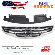 Chrome Front Bumper Upper Black Grille Grill For 2010-2012 Nissan Altima Sedan