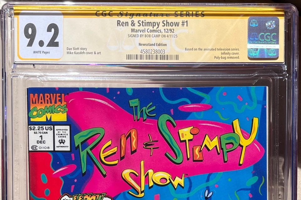 Ren & Stimy Show #1 (1992) CGC 9.2 SIGNED BY BOB CAMP !!! NEWSSTAND !!! KEY !!! - Image 3 of 4