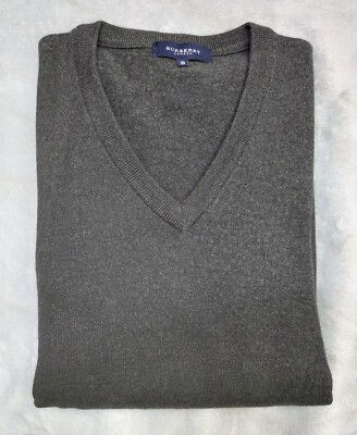 Burberry London Merino Wool V Neck Pullover Sweater Jumper Men's