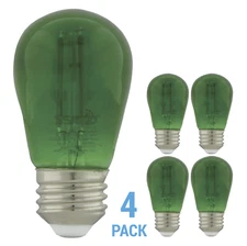 4 Pack Satco S8024 LED Filament 120V 1W =11W S14 Medium E26 Transparent Green