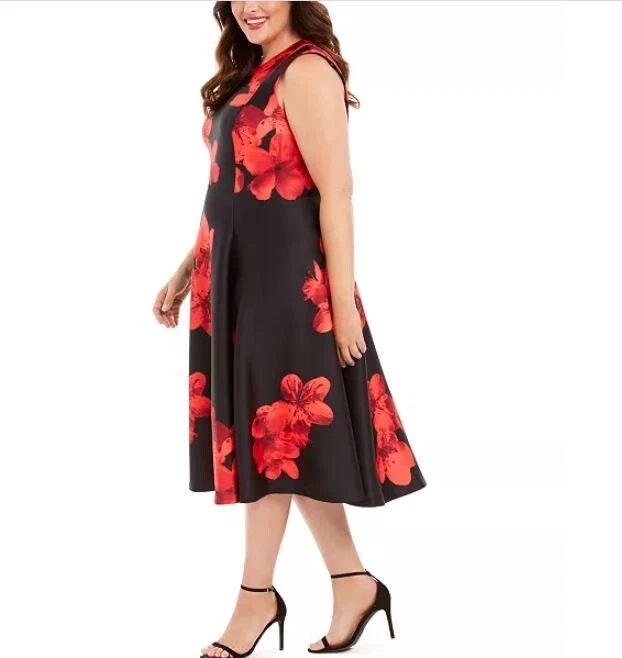 Calvin klein fit top and flare midi dress