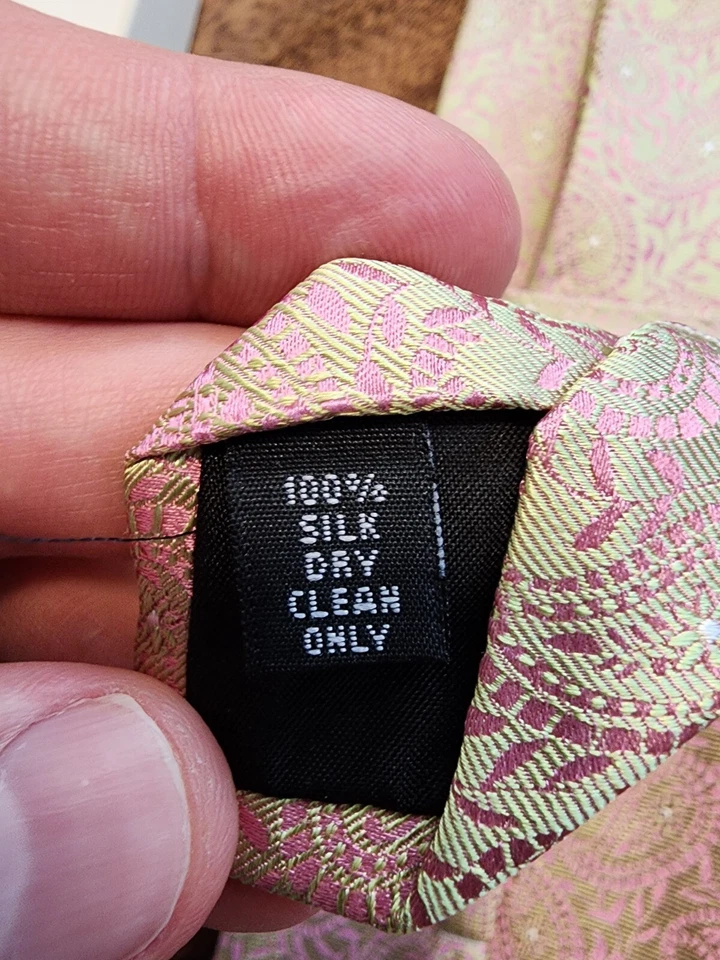 Corbata de seda Y&G rosa amarillo cachemir nueva con etiquetas Foto 3 de 3