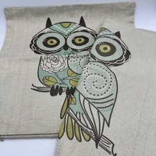 Retro Vibes OWL Throw Pillow Case 17  Square Cotton  Linen Set of 2 New