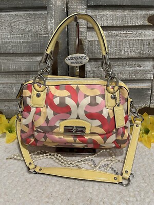 COACH Kristin Chain Link Sateen Satchel 22744 Pastel Signature C