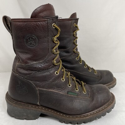 Georgia Boot Waterproof Soft-Toed Logger Boots G7113 Men Size 8 W Oil Resistant