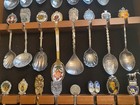 Vintage Souvenir Collector Spoons (24) With Glass Door Wooden Case — photo 6