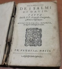 DICHIARATIONE DEI SALMI DI DAVID fatta Francesco Panigarola 1602 Venezia Libro