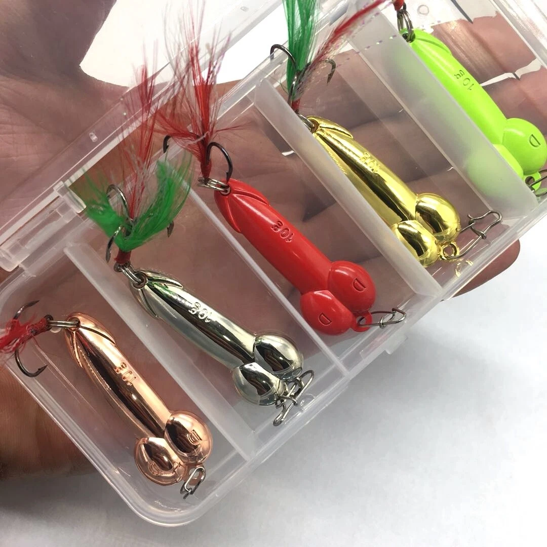 5Pcs/Box Penis Fishing Lure Dick Spinner Spoon Lures VIB Metal Baits with  Hooks