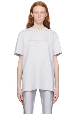 Ｓ】Alexander Wang acid wash puff logo tee Alexander Wang Black Acid Wash Puff Logo T-Shirt Alexander Wang