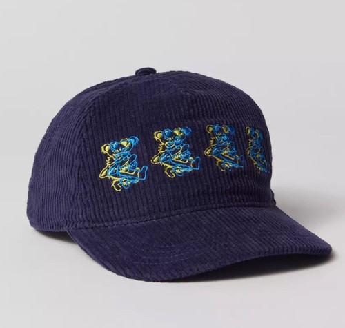 NEW Grateful Dead Corduroy Hat Adjustable Dancing Bears Navy Cap Snapback Cotton
