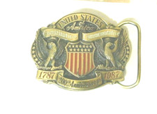 United States Patriot Bicentennial Buckle Constitution Eagles Flag 1787-1987 LE
