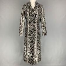 Stand Studio Size M Grey Black Polyester Blend Snake Skin Print Notch Lapel Coat