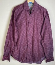 Robert Graham Men Purple With Chameleon Dots Long Sleeve Button Down Shirt L