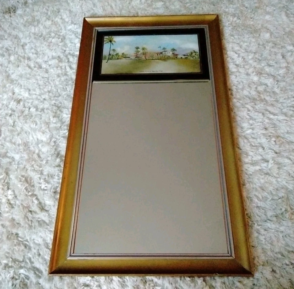 Vintage Picture & Mirror Indian Creek Country Club Florida 26"x15" - Image 2 of 4