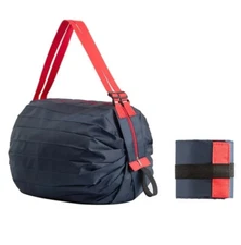Blue Red Reusable Foldable Grocery Bag