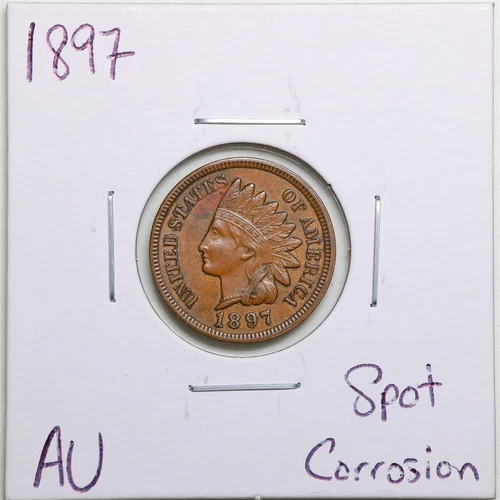 1897 1C Indian Head Cent with AU Detail Spot Corrosion #4771