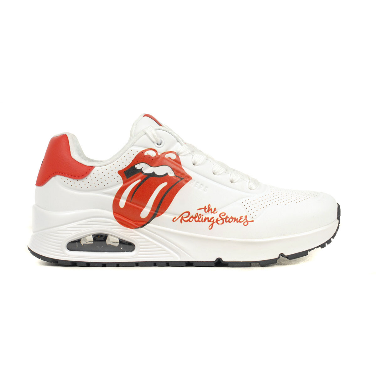 Skechers Men's Uno - Rolling Stones Single! White/Red Sneakers