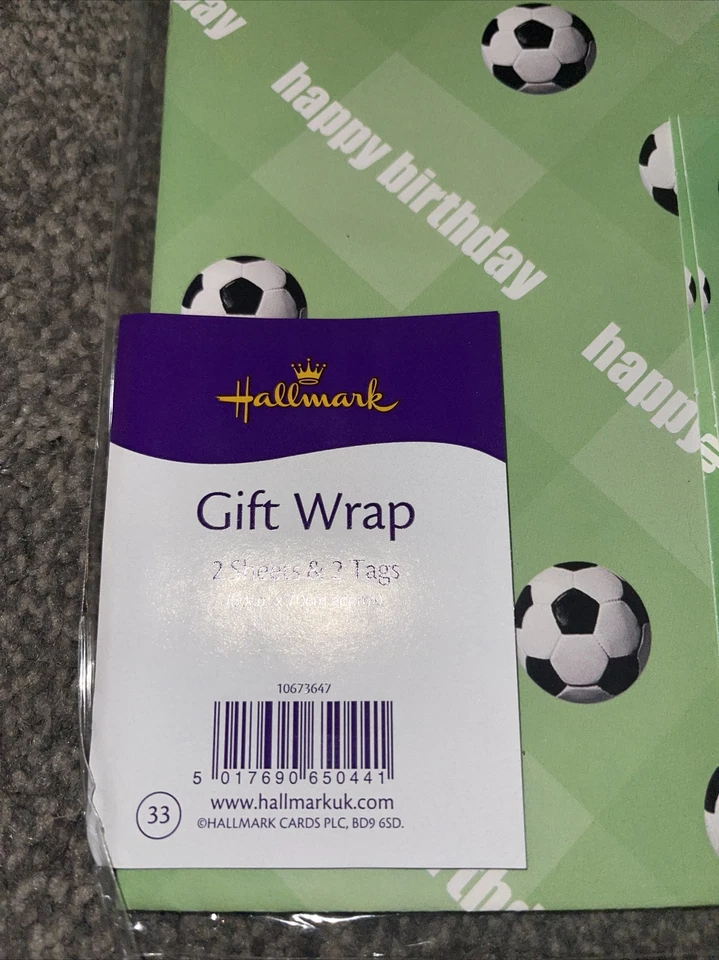 Football wrapping paper Gift Wrap  2 sheet & 2 Gift Tags 50cm x 70 - Image 2 of 2