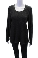 Eileen Fisher Womens Long Sleeve Scoop Neck T Shirt Dark Gray Size M