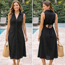 NWOT ASTR The Label Black Sleeveless Maxi Dress w/back cutout detail size large