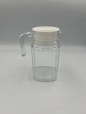 Luminarc France Clear Glass Ribbed Refrigerator Pitcher w/Handle 6in Tall