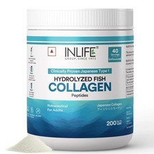 Suplementos de colágeno marino japonés INLIFE, | Pescado hidrolizado 200 g (sin sabor)