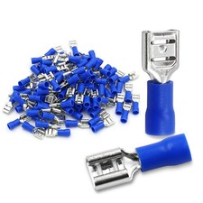 500 Pack 1/4 Inch Female Quick Disconnect Spade Terminals 16-14 AWG Blue