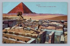 Vintage Egyptian Postcard CAIRE Cheops Sphinx Temple Safra 1920s