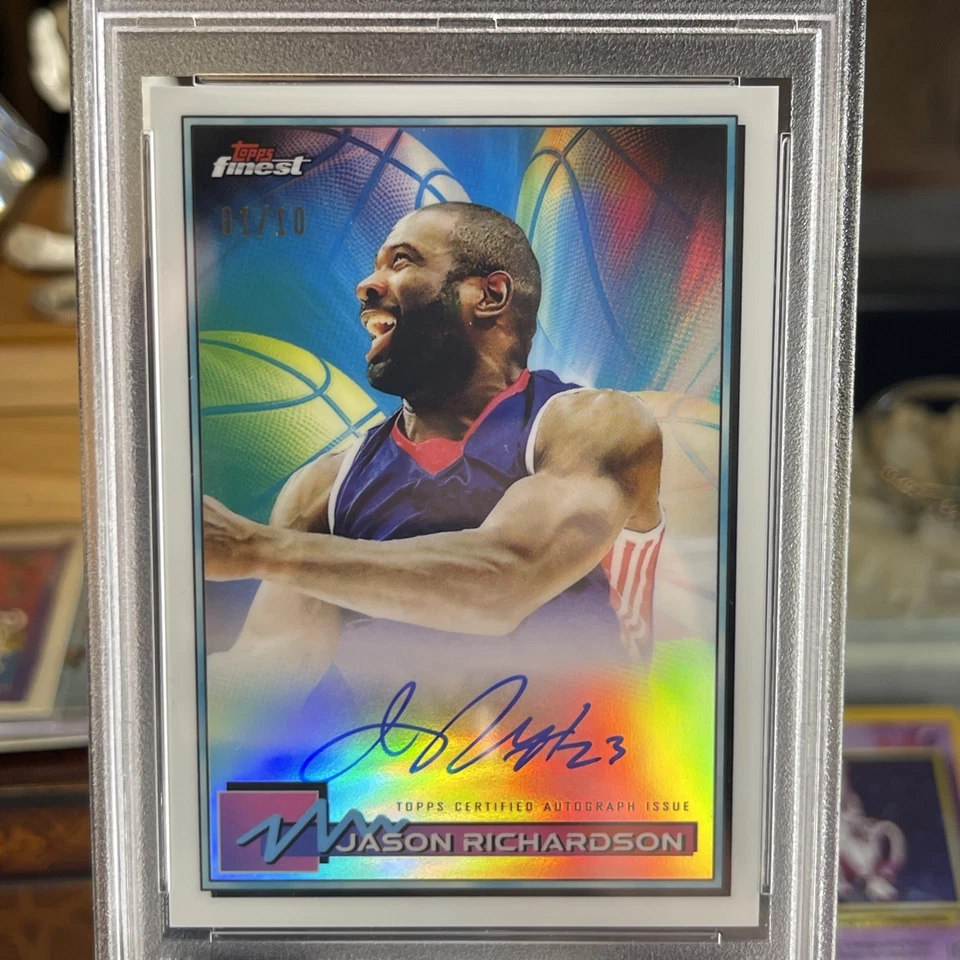 2021 Topps Finest Jason Richardson On-Card Auto SSP 1/10 PSA 9 White Border - Image 2 of 4