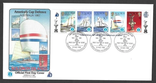 America's Cup Defence Australia 1987 FDC 1986 Solomon Islands Stamps Cover #1
