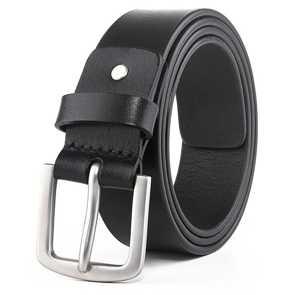 Cinturones de hombre, cuero genuino de grano completo informal vestido jeans cinturones para hombre  Foto 2 de 4