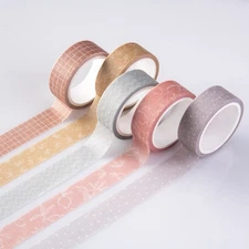 DIVERSEBEE Pastel Washi Tape Set, 5 Rolls Decorative Scrapbook Tape, Cute Cra...