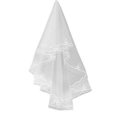 Minimalist One-Layer Women Long White Wedding Veil Water-Soluble Mesh Yarn Wavy