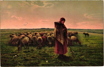 Le Gardeuse de Moutons Artist Millet Postcard c1907-09