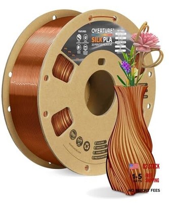  Silk PLA Filament 1.75mm, Clog-Free Shiny, Metallic Shine 3D Printer Copper