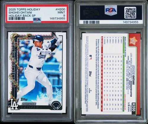 2025 Topps Holiday Shohei Ohtani #H200 Holiday Back SP LA Dodgers PSA 9