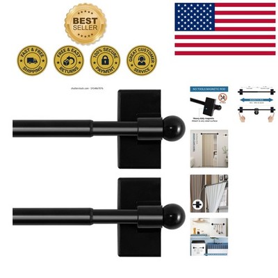 Elegant 2-Pack Magnetic Curtain Rods, Adjustable 16-28 Inch for Stylish Spaces