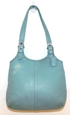Coach Vintage Soho Buckle Y2K Slim Tote Aqua Light Blue Leather Hobo 4983