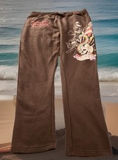 Ed Hardy NWT Men Charcoal Gray Pocketed Sweatpants W/Skull Eagle Retail 129 XXL