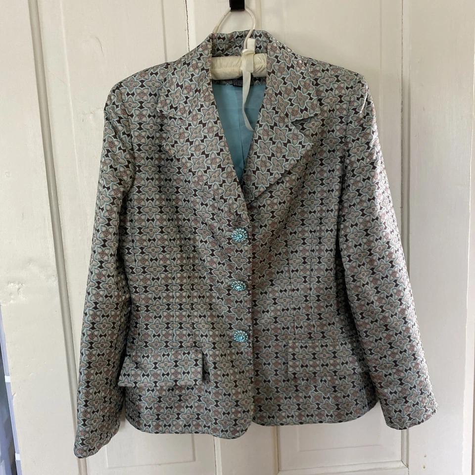 PRECIOSO LLAMATIVO Traje Pantalón Ecetera Talla 8 BOTONES ESTRÁS Forro Seda Foto 2 de 4