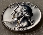 🟅 1961 BU PROOF 90% Silver Wash. Quarter 25¢ 65-Year-Old Coin