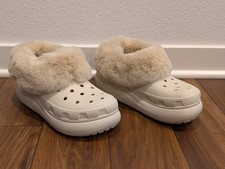 Crocs Furever Crush Bone Faux Fur Platform Clogs M6/W8 New with Box 208446-2Y2
