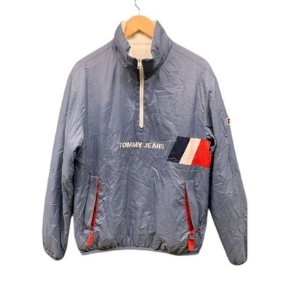 Tommy Hilfiger Jeans Men's M Retro White Blue Reversible 1/2 Zip Windbreaker