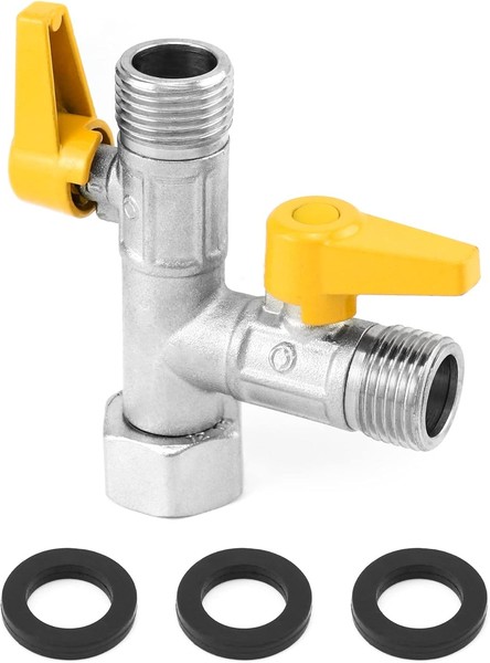 "3 Wege Umschaltventil, G1/2\" T-Adapter Adapterventil, Mit Absperrventil,"-image