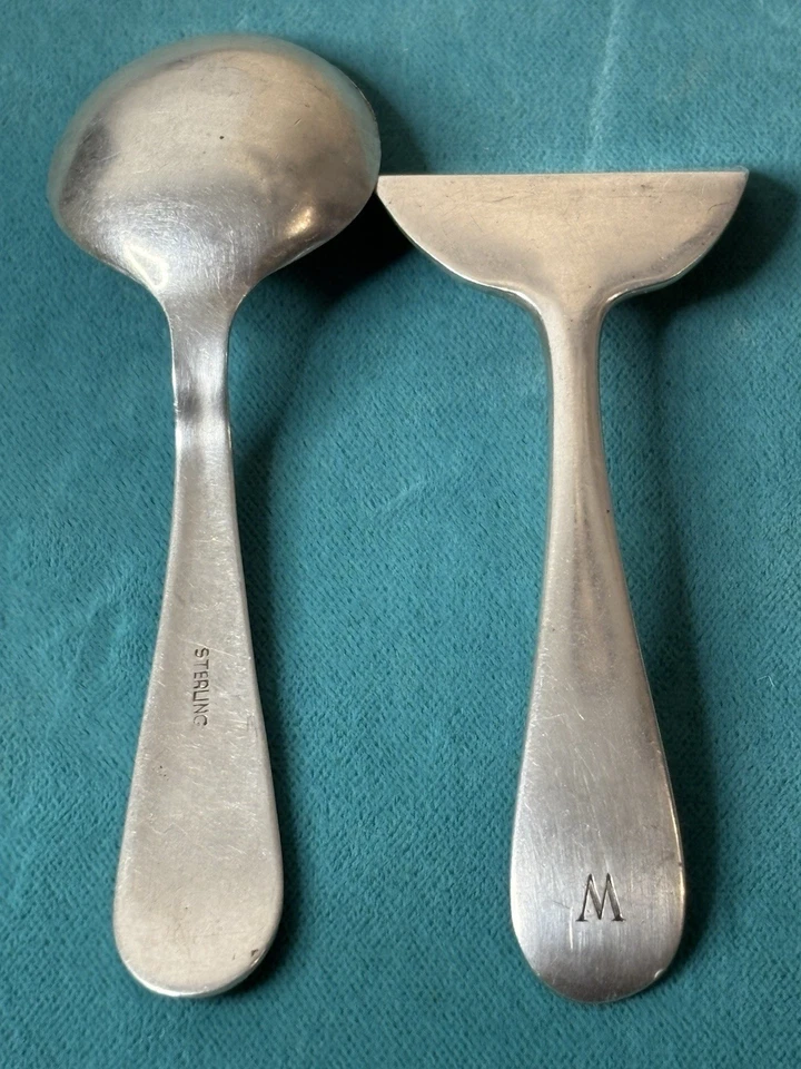 Empujador de comida para bebé George Jensen de colección plata esterlina 925 cuchara utensilio  Foto 2 de 4