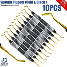 Dental Composite Filling Instruments Spatula & Plugger Fancey Handle Gold Tips