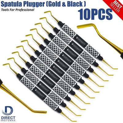 Dental Composite Filling Instruments Spatula & Plugger Fancey Handle Gold Tips