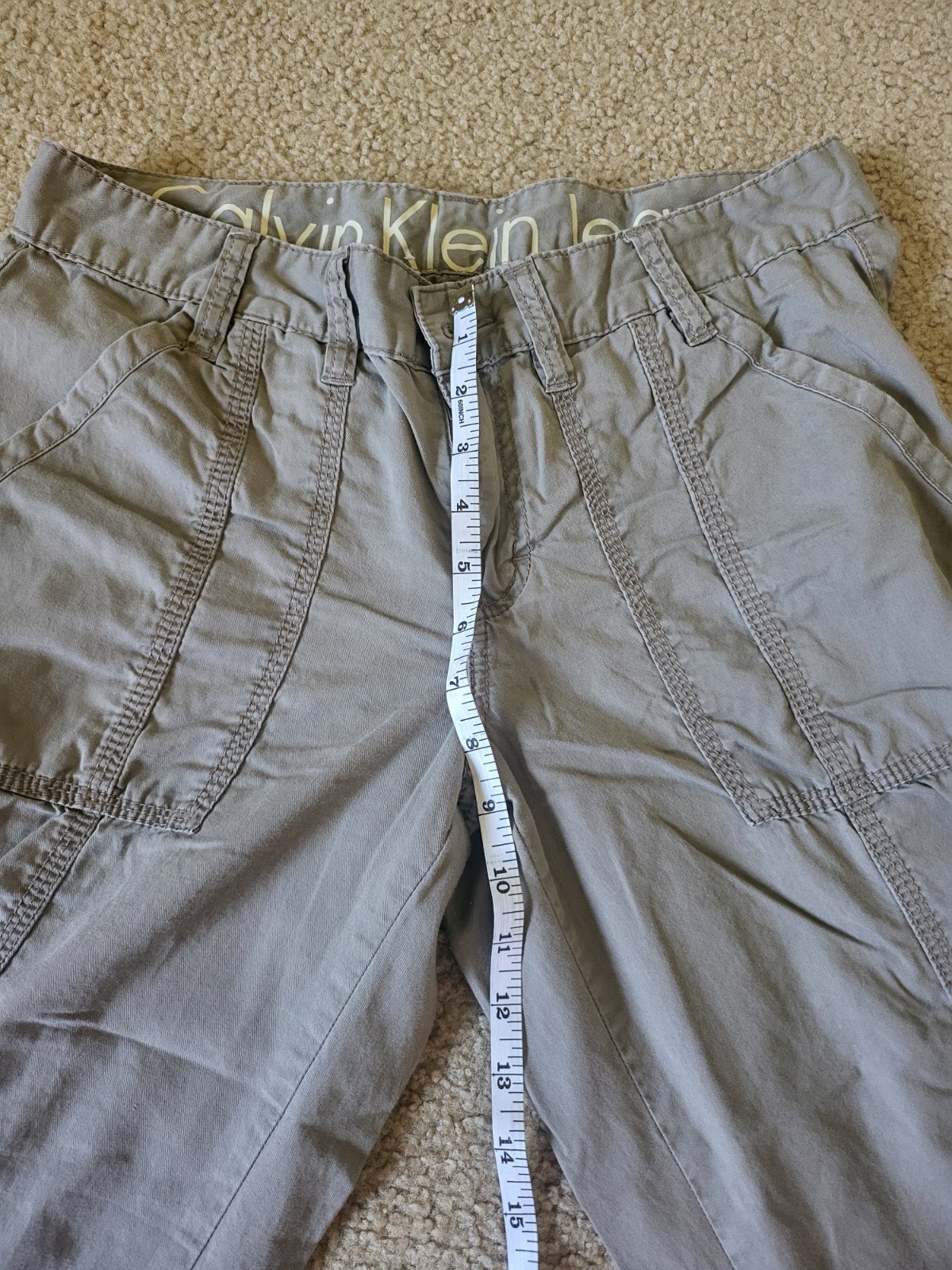 Calvin Klein Women's Capri Cargo Pants, 100% Cotton, Cream, Size 8 image 5